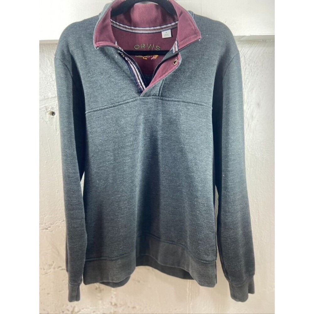 ORVIS MENS MED PULLOVER 1/4 ZIP SWEATSHIRT GRAY